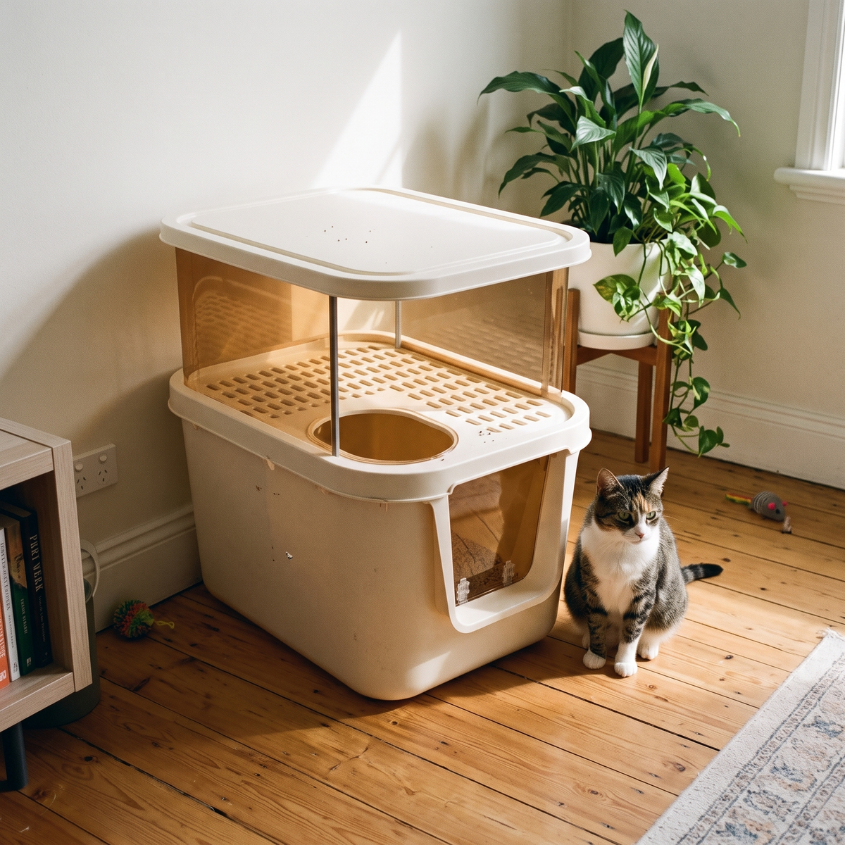 Corridor Enclosed Cat Litter Box in a living space
