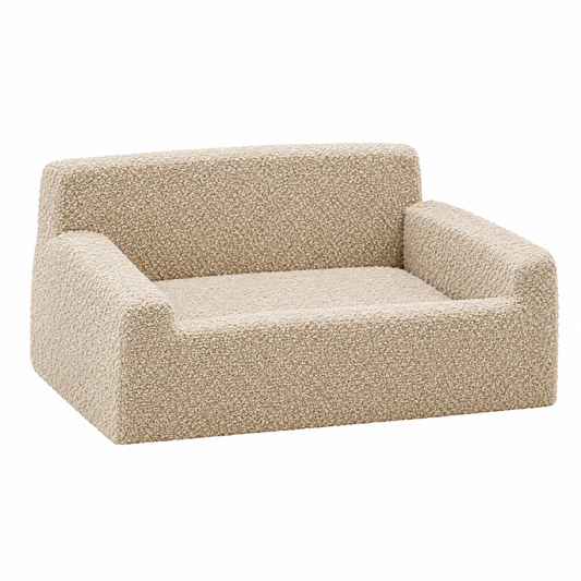 Willow boucle pet sofa bed on white background