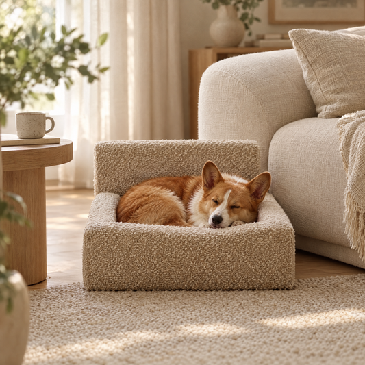 Willow boucle pet sofa bed lifestyle photo 1