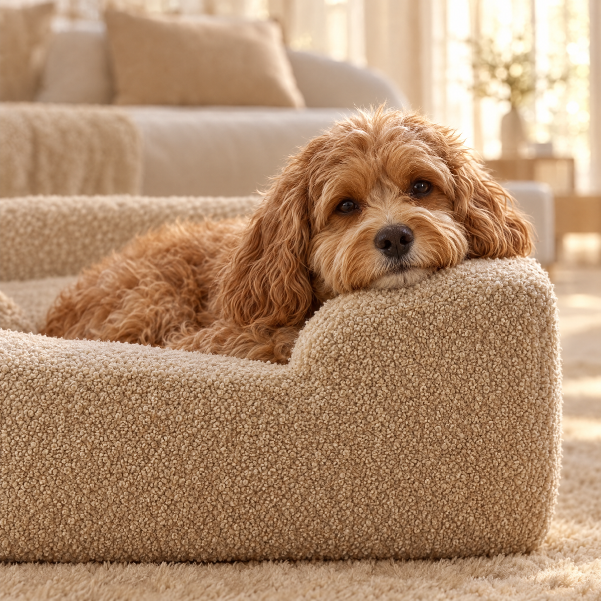 Willow boucle pet sofa bed lifestyle photo 2