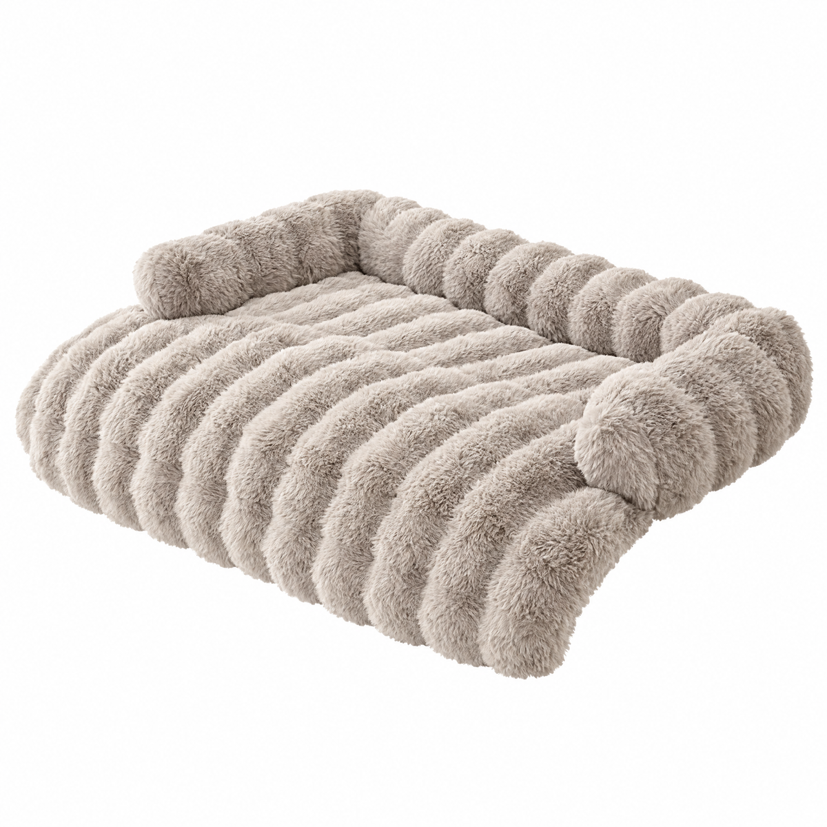 Juniper faux rabbit fur dog sofa bed on white background