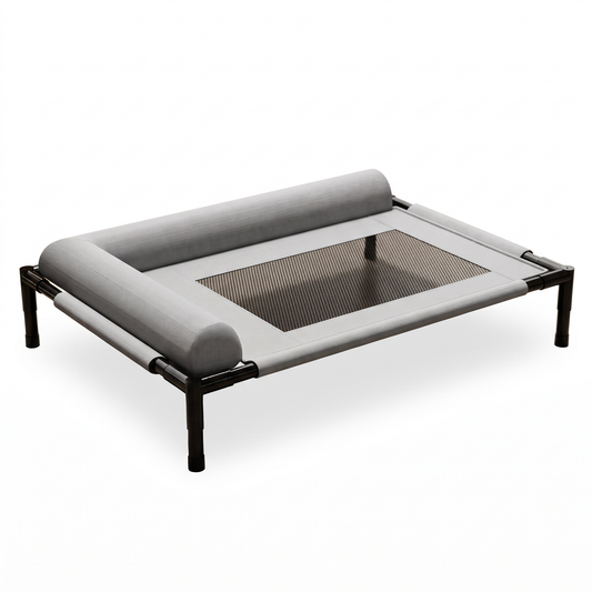 Breeze grey elevated cooling pet cot on white background