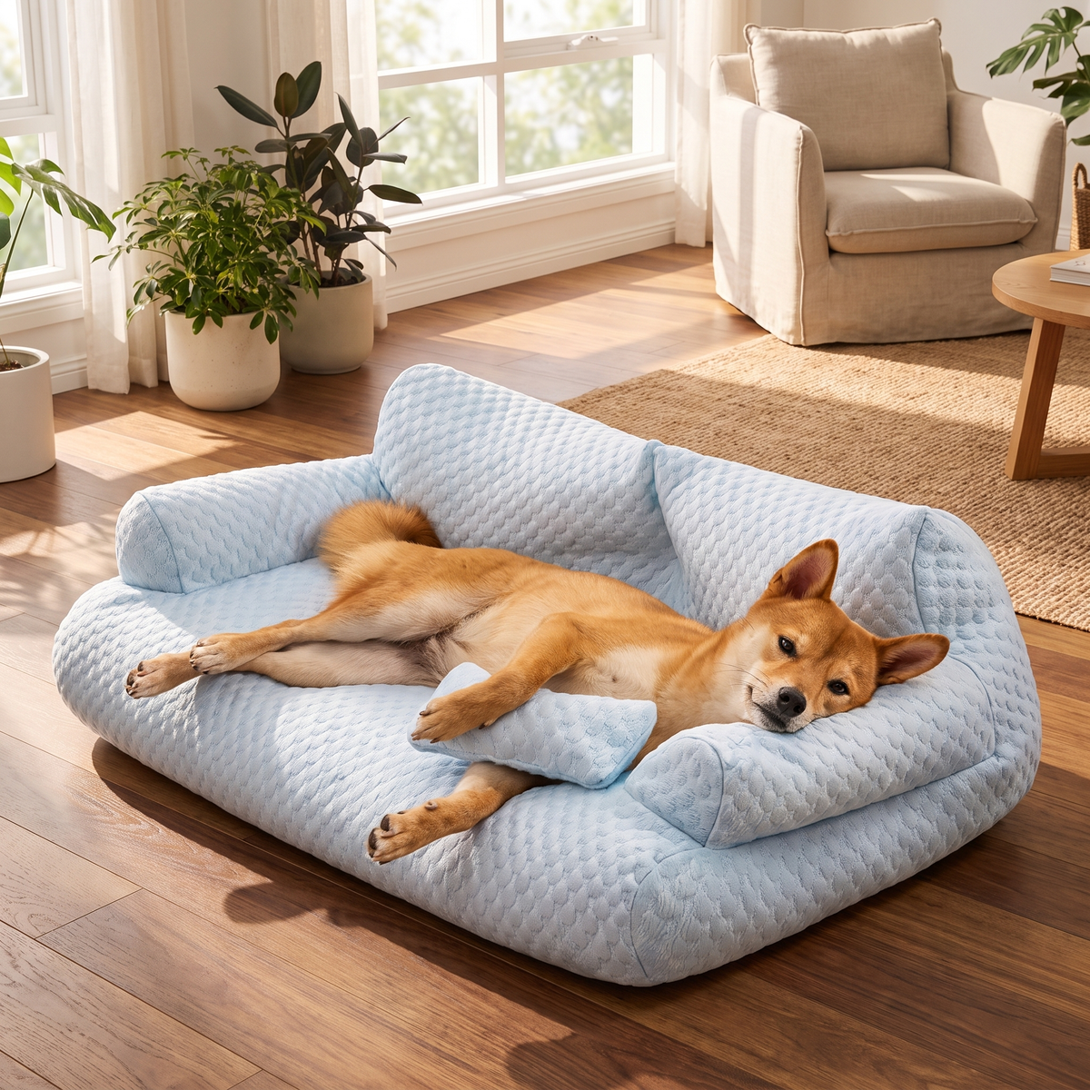 Lagoon light blue cooling pet sofa bed