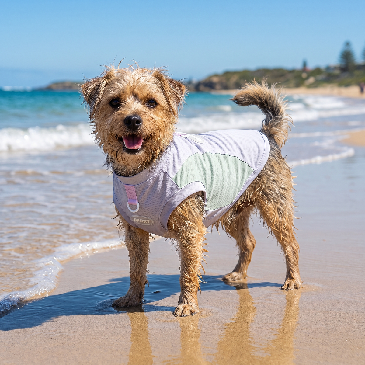 Drift grey and mint mesh dog vest
