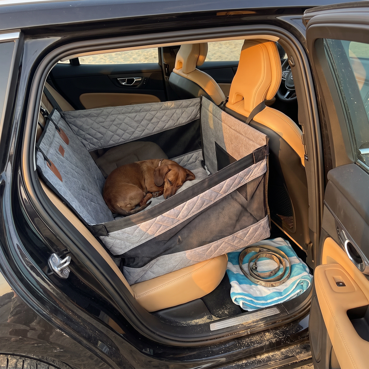 Roam dog car back seat nest bed in grey