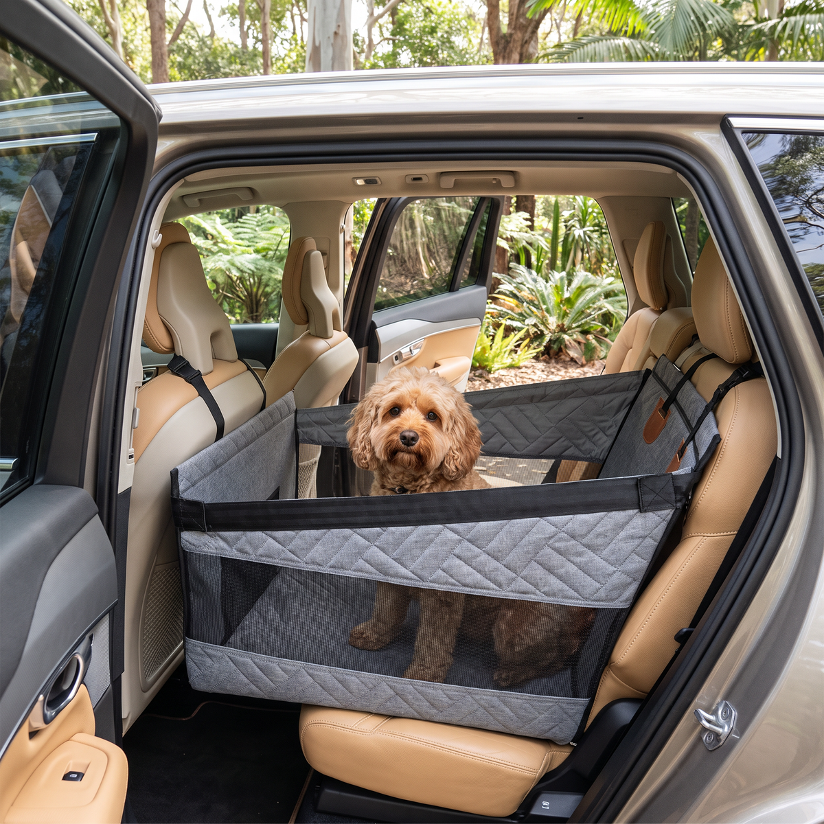Roam dog car back seat nest bed in grey