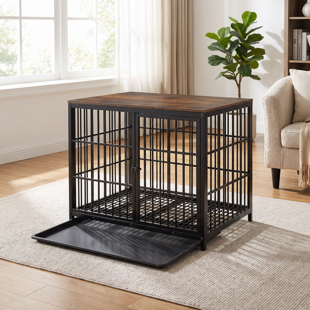 Hearth dog crate end table