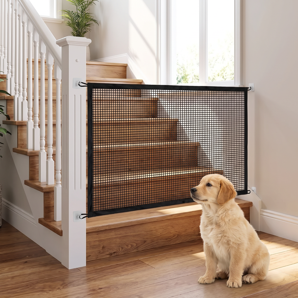 Doorway mesh dog barrier