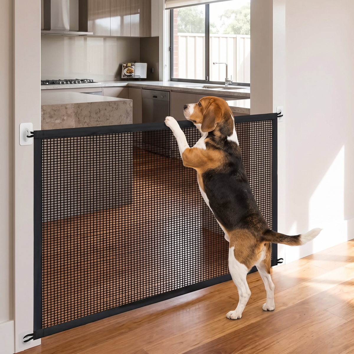 Doorway mesh dog barrier
